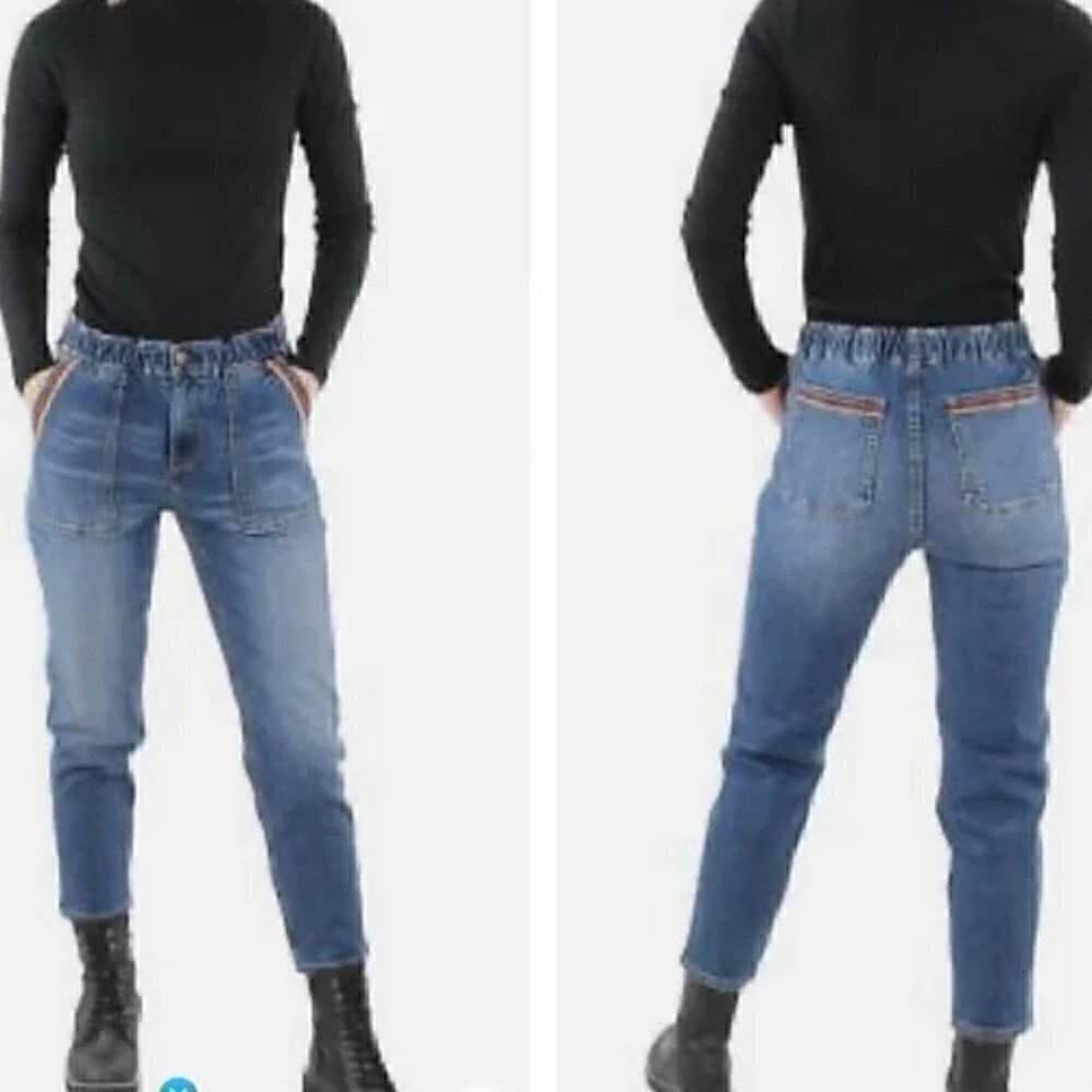 DriftWood Eliza Deep Pockets Ankle Crop Straight High Waist Denim Jeans